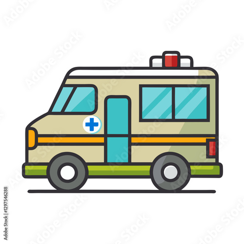 Wallpaper Mural Emergency Medical Ambulance Vector Illustration, A colorful vector illustration of an emergency medical ambulance with flashing lights and a red cross symbol, used for healthcare and rescue.
 Torontodigital.ca