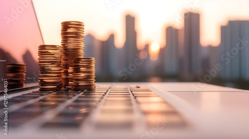 Investment growth strategy urban cityscape financial focus business environment close-up perspective wealth management insights