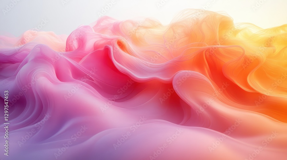 Pink and Orange Fluid Abstract Waves with White Background Pink and Orange Fluid Abstract Waves with White Background