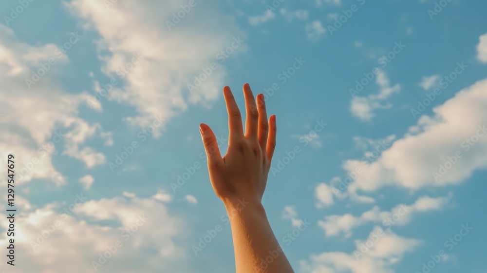 Isolated hand reaching for the sky, symbolic of hope and freedom generative ai Isolated hand reaching for the sky, symbolic of hope and freedom generative ai