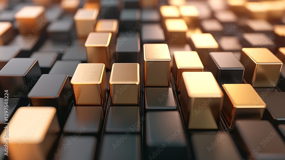 Obraz premium Dynamic 3d cube arrangement digital space abstract visualization modern environment aerial view digital art