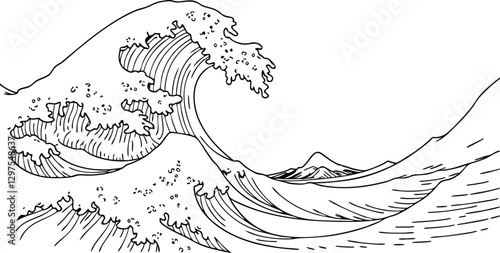 wave kanagawa black and white