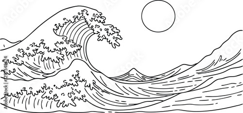 wave kanagawa black and white