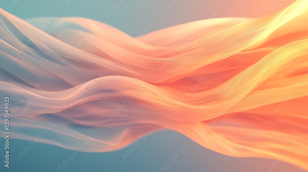 Obraz premium Flowing waves of color abstract digital art creative design calm environment close-up view visual aesthetics
