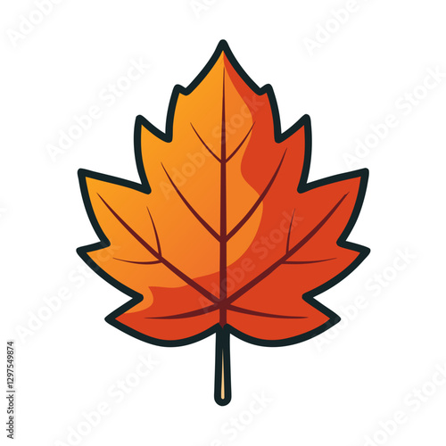 Autumn Leaf Vector Illustration, A vector illustration of an autumn leaf in warm orange tones, symbolizing fall season, perfect for seasonal designs.
