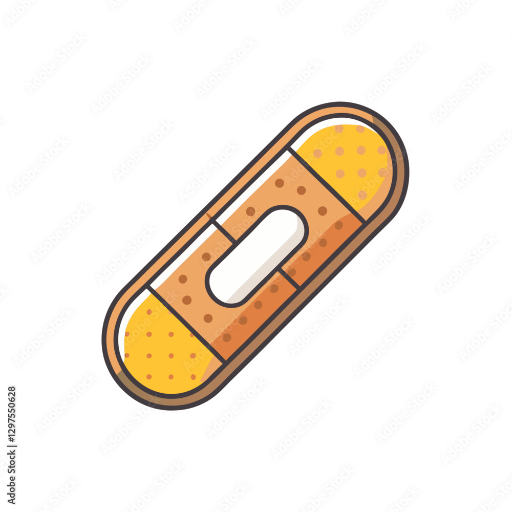 Vector illustration of a bandage, Vector design of a simple orange bandage, commonly used for first aid and medical purposes.

