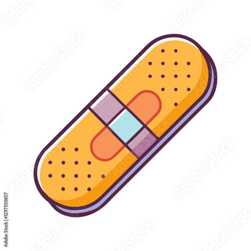 Vector illustration of a bandage, Vector design of a simple orange bandage, commonly used for first aid and medical purposes.
