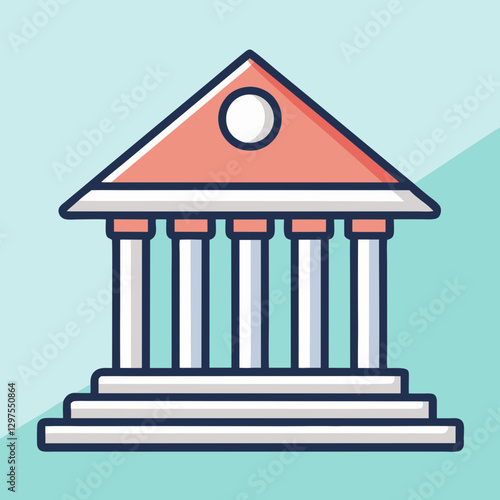 Vector illustration of a classical building with columns, A vector graphic of a classical building with columns and a triangular roof, ideal for legal, historical, or educational themes.
