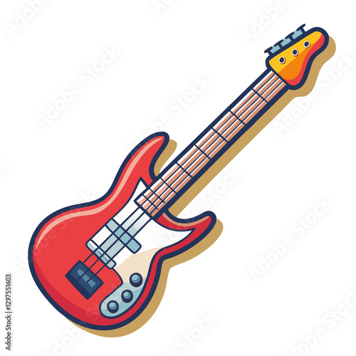 Electric guitar vector illustration, A vibrant vector illustration of a red electric guitar, perfect for music, band, and instrument-related themes.
