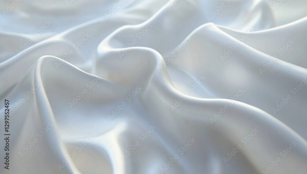 Fototapeta premium Soft, flowing white silk fabric draped in a studio