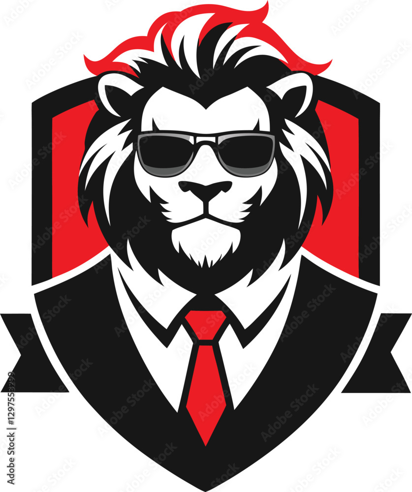 Cool Lion Mascot in Suit and Sunglasses. Cool Lion Mascot in Suit and Sunglasses.