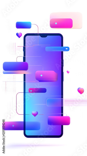 Digital communication action smartphone concept graphic art environment colorful viewpoint modern design approach