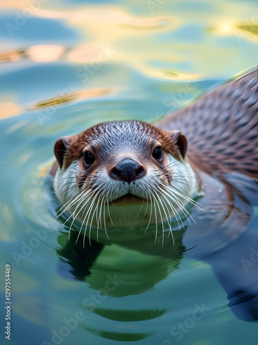 Aquatic animal Otter looks photo