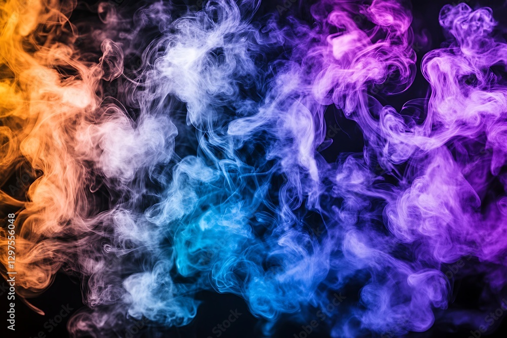 Obraz premium Colorful smoke swirls on black background. Wallpaper