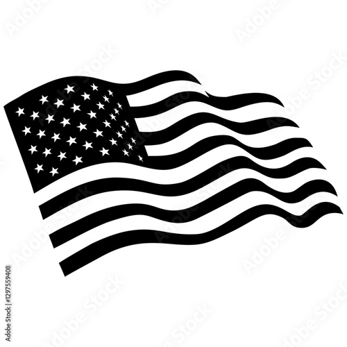 Black The US flag silhouette illustration 
