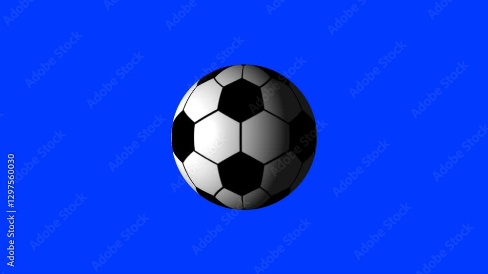 3D Soccer Ball Spinning Isolated on A Blue Background 3D Soccer Ball Spinning Isolated on A Blue Background
