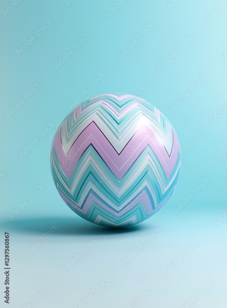 Pastel sphere with chevron pattern on light blue background Pastel sphere with chevron pattern on light blue background