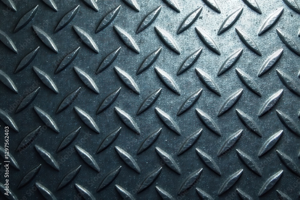 Close-up view of a dark gray metallic surface with a repeating diamond pattern texture Close-up view of a dark gray metallic surface with a repeating diamond pattern texture