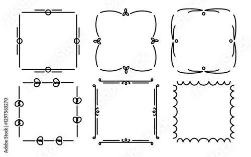A set of six dividers creating perfect squares, arranged symmetrically with sharp lines and clean edges for a minimalist, modern look. Ideal for design or geometric projects