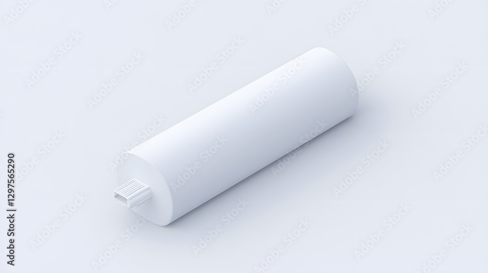 A minimalist white cylindrical object on a light background, showcasing its sleek design and functionality A minimalist white cylindrical object on a light background, showcasing its sleek design and functionality