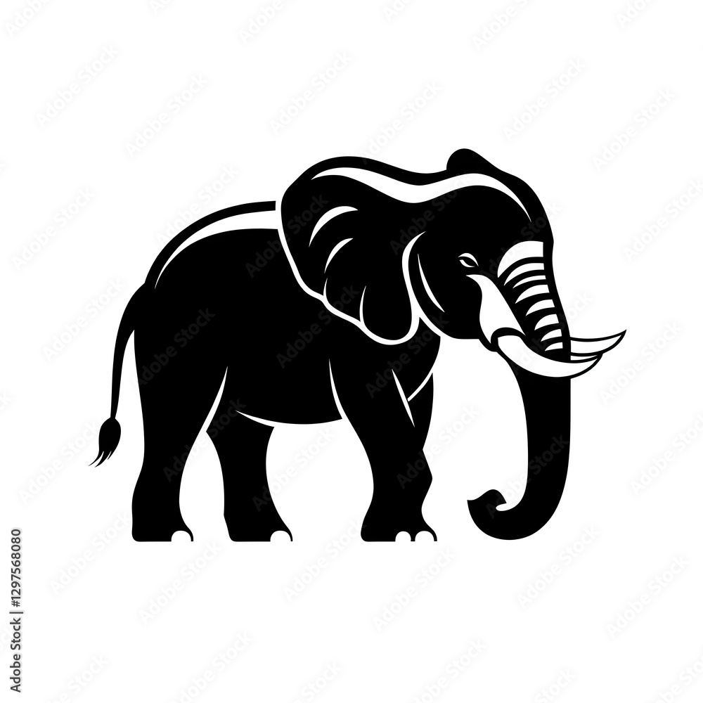 Obraz premium Elegant elephant silhouette icon design perfect for wildlife and nature themes
