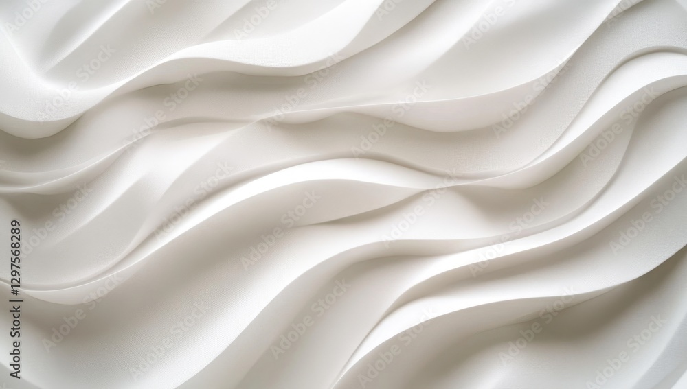 Obraz premium Abstract white sculpted wavy design, interior background