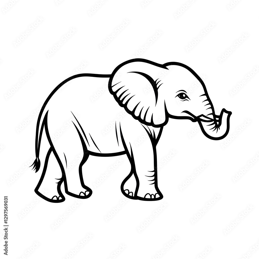 Simple and elegant outline drawing of an elephant perfect for art and design projects Simple and elegant outline drawing of an elephant perfect for art and design projects