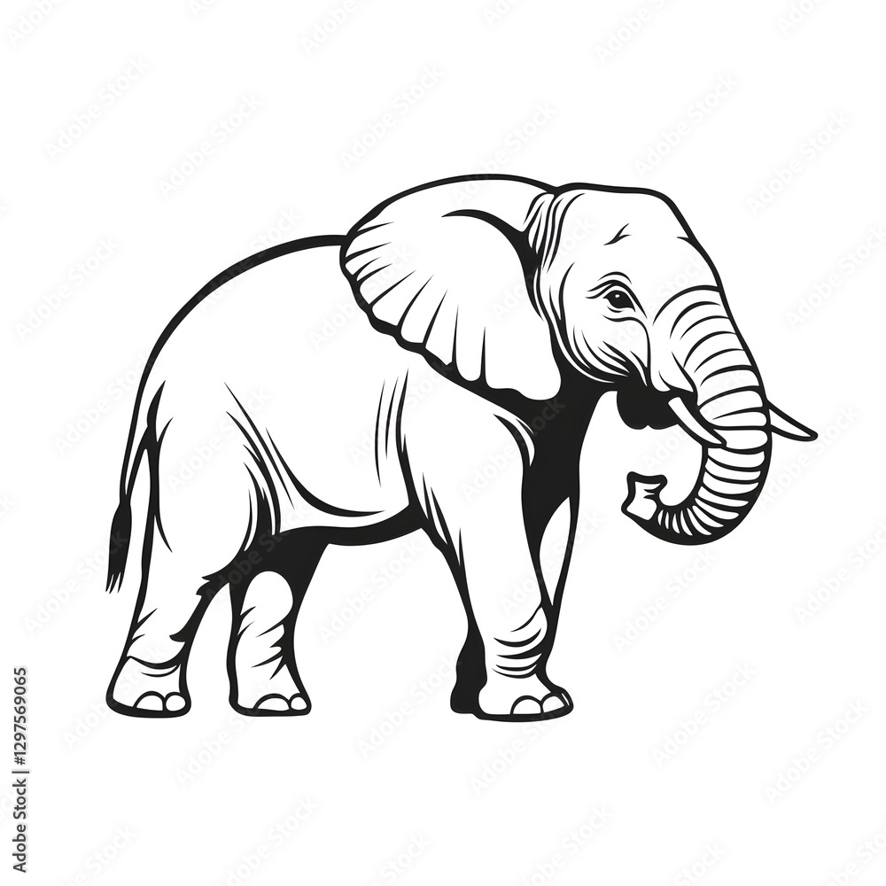 Fototapeta premium Detailed illustration of an elephant ideal for use in various graphic design applications