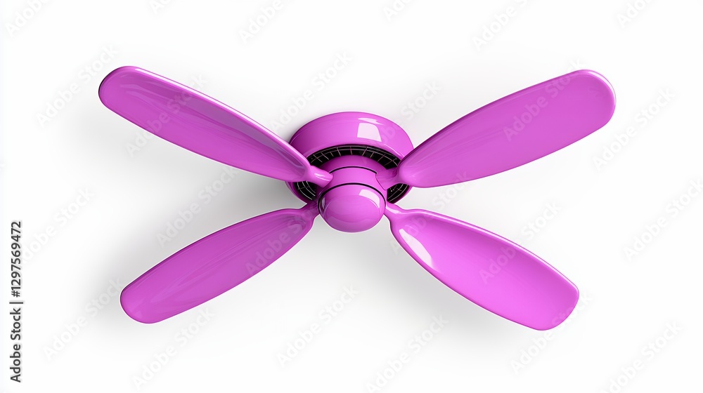 Fototapeta premium Pink Ceiling Fan Against White Background
