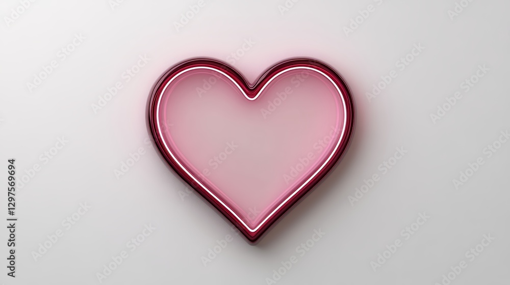 Pink Heart Graphic with Red Outline on Light Gray Background Pink Heart Graphic with Red Outline on Light Gray Background