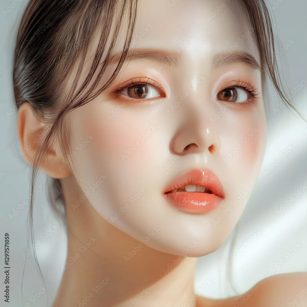 결점 없는 피부를 가진 젊은 여성의 클로즈업 뷰티 초상화
결점 없는 피부를 가진 젊은 여성의 클로즈업 뷰티 초상화