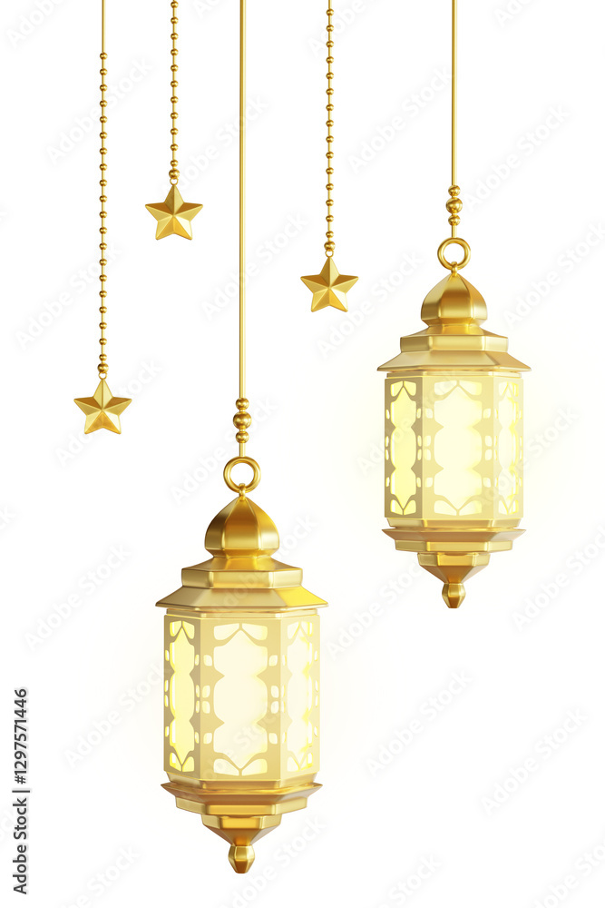 Obraz premium old lantern on white background Ornament Ramadan