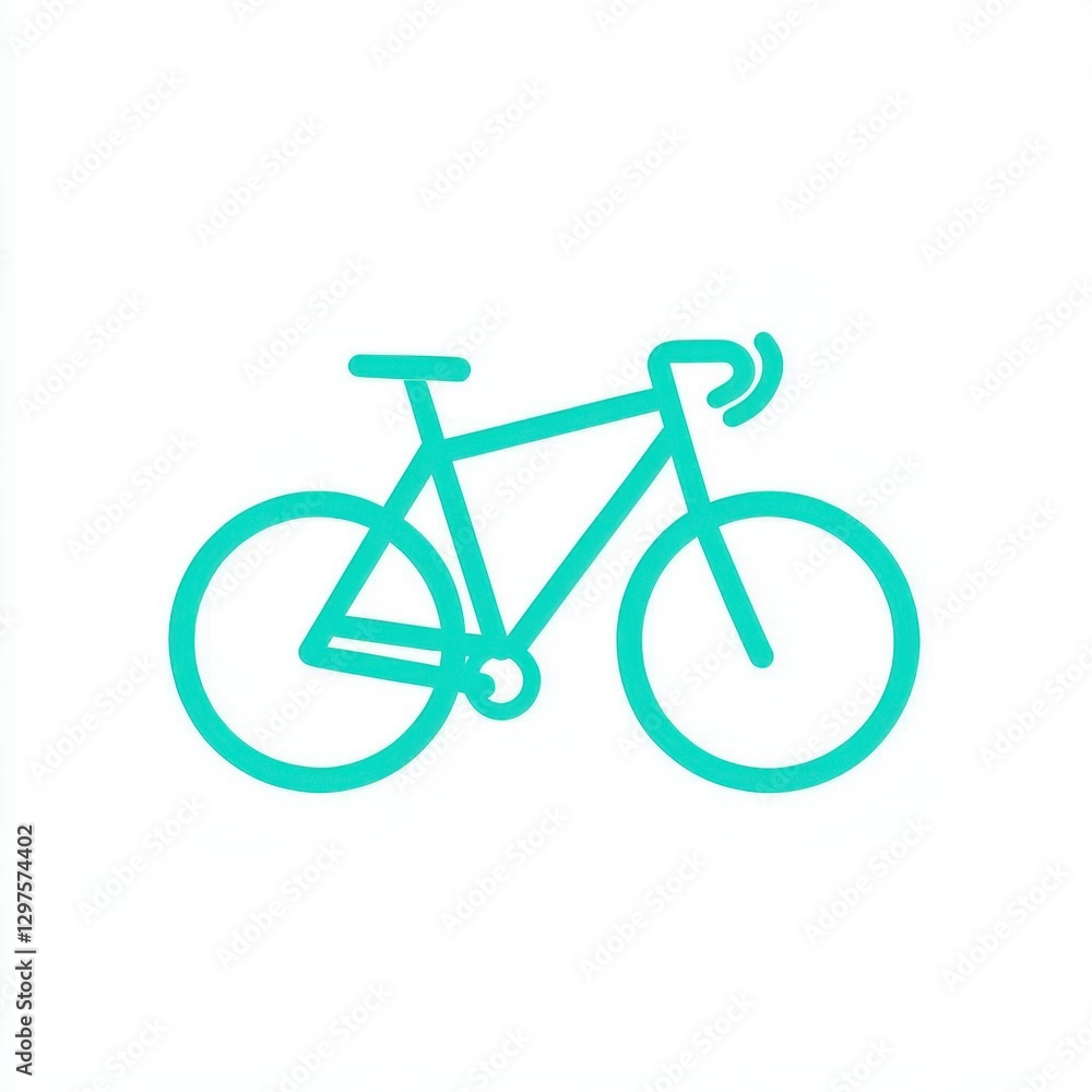 Simple teal bicycle illustration on white background, minimalist design, suitable for transportation or cycling themes Simple teal bicycle illustration on white background, minimalist design, suitable for transportation or cycling themes