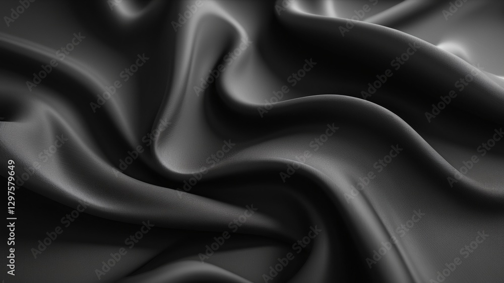 Smooth Black Fabric Texture with Gentle Flowing Folds and Shadows Smooth Black Fabric Texture with Gentle Flowing Folds and Shadows