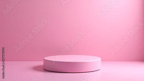 Round Display Platform on Pink Background for Studio Photography