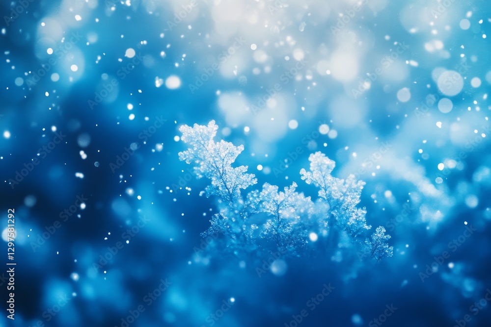 dreamy watercolor background with scattered snowflakes and shimmering bokeh effects in cool blue tones, Generative AI dreamy watercolor background with scattered snowflakes and shimmering bokeh effects in cool blue tones, Generative AI