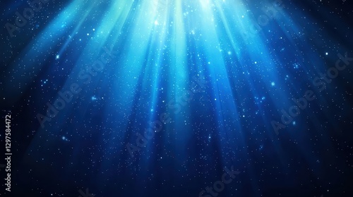 Quadro em tela A serene underwater scene with beams of light illuminating the depths, creating a tranquil blue ambiance