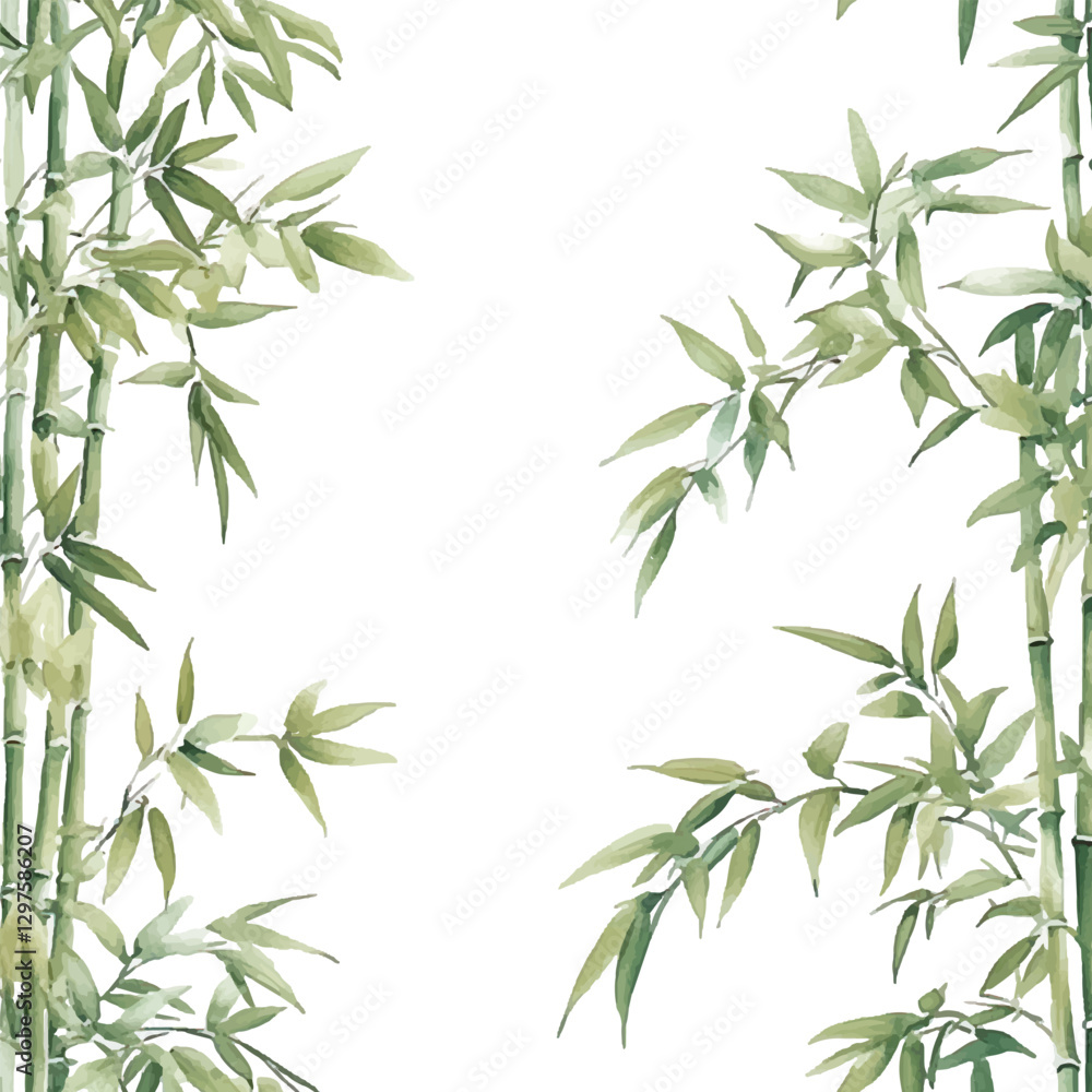 Fototapeta premium Illustration of a watercolor bamboo tree 