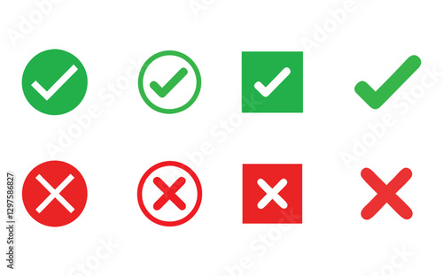 Free Download Check Mark and Cross Mark Icon Set Vector - GFXLoad