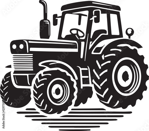  old tractor silhouette design, tractor vector illustration, tractor logo, tractor silhouette vector black and white