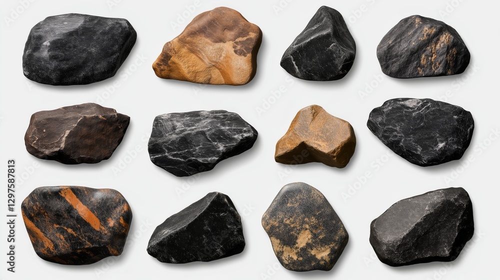 Twelve Assorted Stones High-Resolution Images of Rocks for Design and Textures Twelve Assorted Stones High-Resolution Images of Rocks for Design and Textures