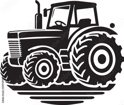  old tractor silhouette design, tractor vector illustration, tractor logo, tractor silhouette vector black and white