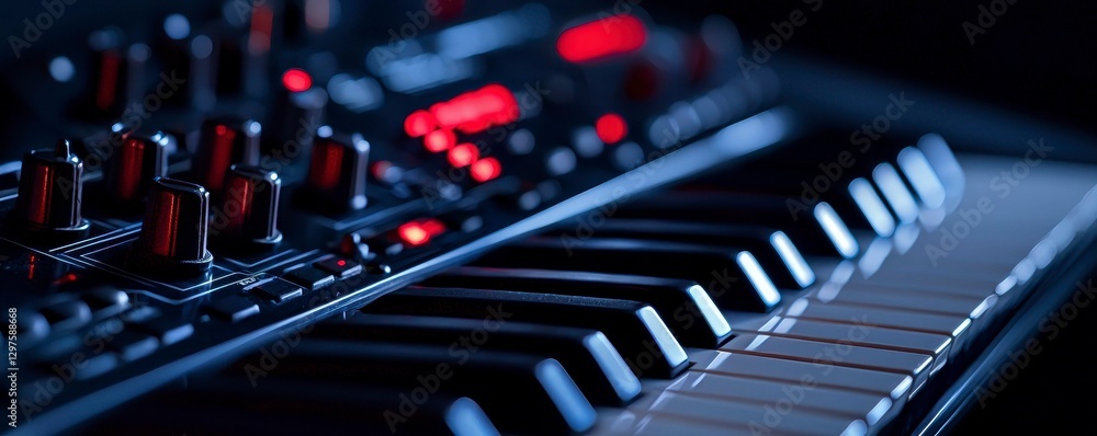 Electronic Music Instrument Keyboard with Knobs and Lights for Audio Creation and Performance Electronic Music Instrument Keyboard with Knobs and Lights for Audio Creation and Performance