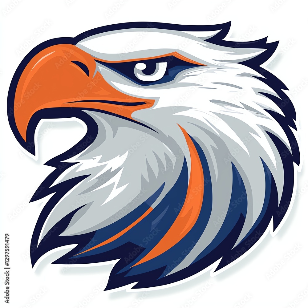 Obraz premium A detailed illustration of an eagle's head, showcasing its fierce expression and majestic feathers. Perfect for nature enthusiasts and wildlife-related projects.