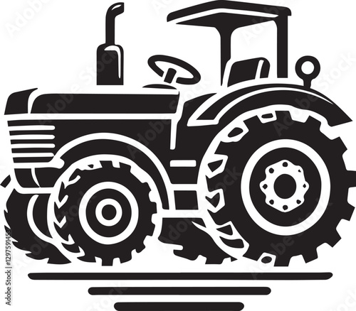  old tractor silhouette design, tractor vector illustration, tractor logo, tractor silhouette vector black and white