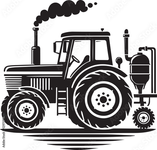  old tractor silhouette design, tractor vector illustration, tractor logo, tractor silhouette vector black and white