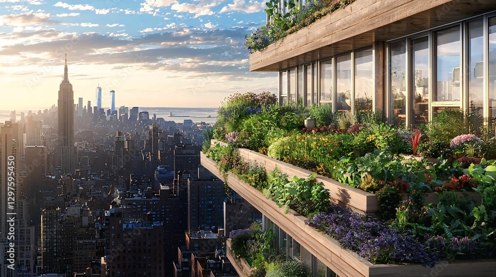 Sustainable Urban Farming: Rooftop Gardens in Cityscape Sustainable Urban Farming: Rooftop Gardens in Cityscape