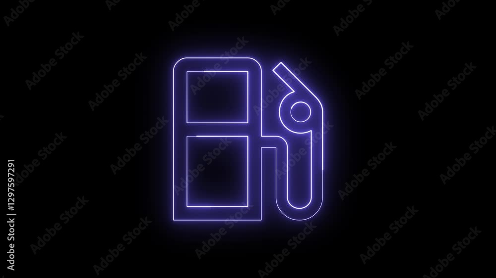 Gas station icon neon animation Gas station icon neon animation