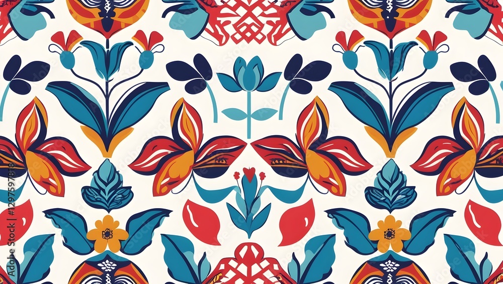 Terracotta and Turquoise Batik Wallpaper Pattern Terracotta and Turquoise Batik Wallpaper Pattern