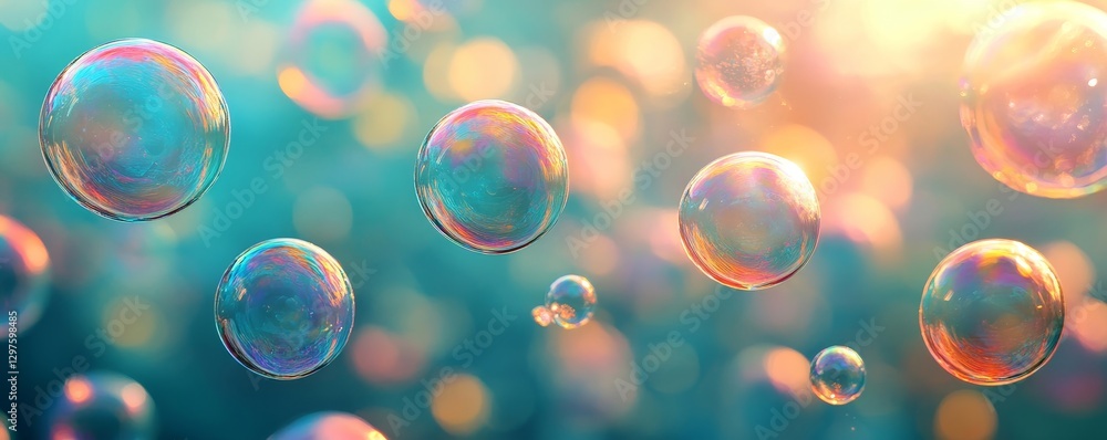 Bubbles dancing in sunlit turquoise waters, Generative AI Bubbles dancing in sunlit turquoise waters, Generative AI